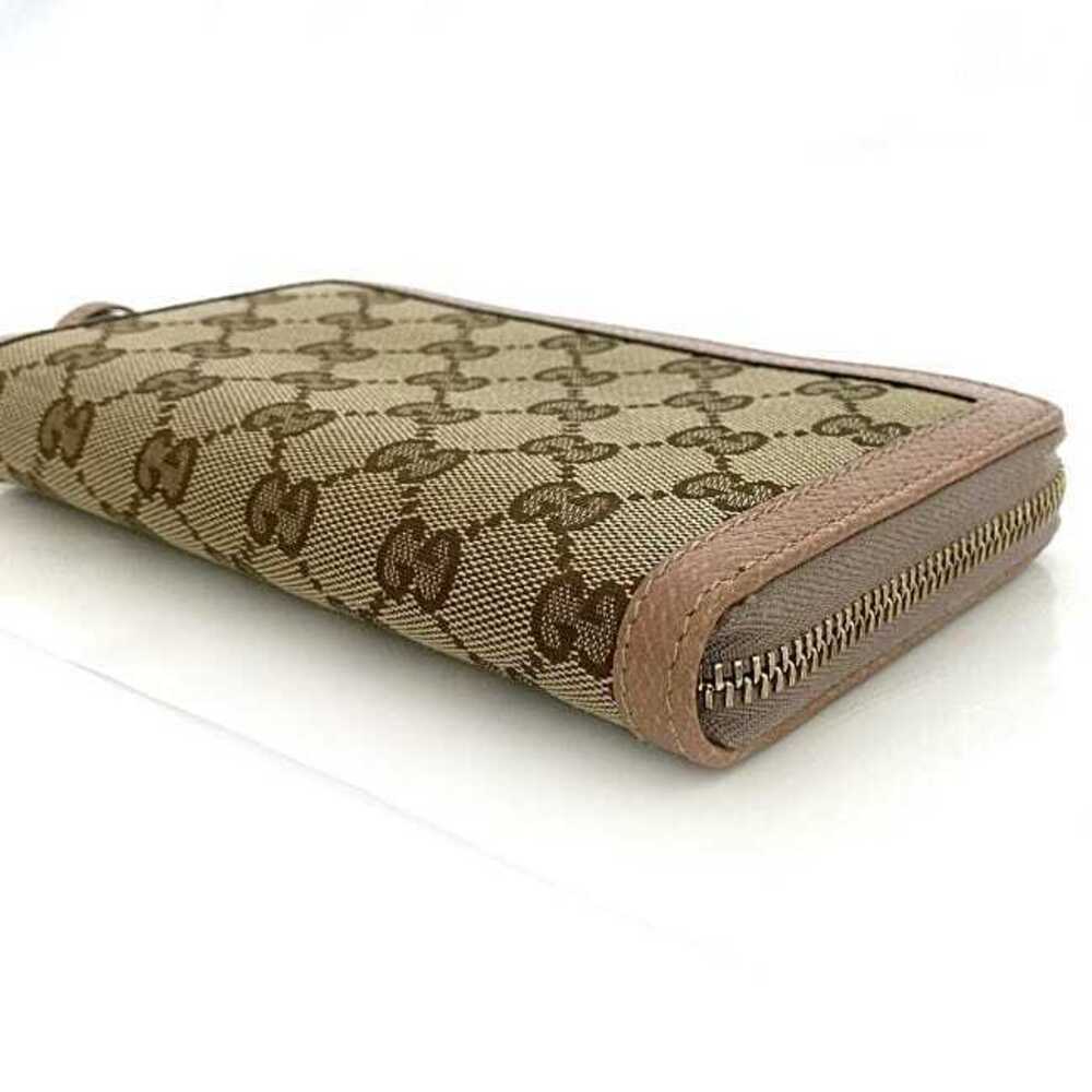 Gucci Round Zipper Long Wallet Beige Brown Pink Interlocking Canvas Leather - Picture 3 of 8